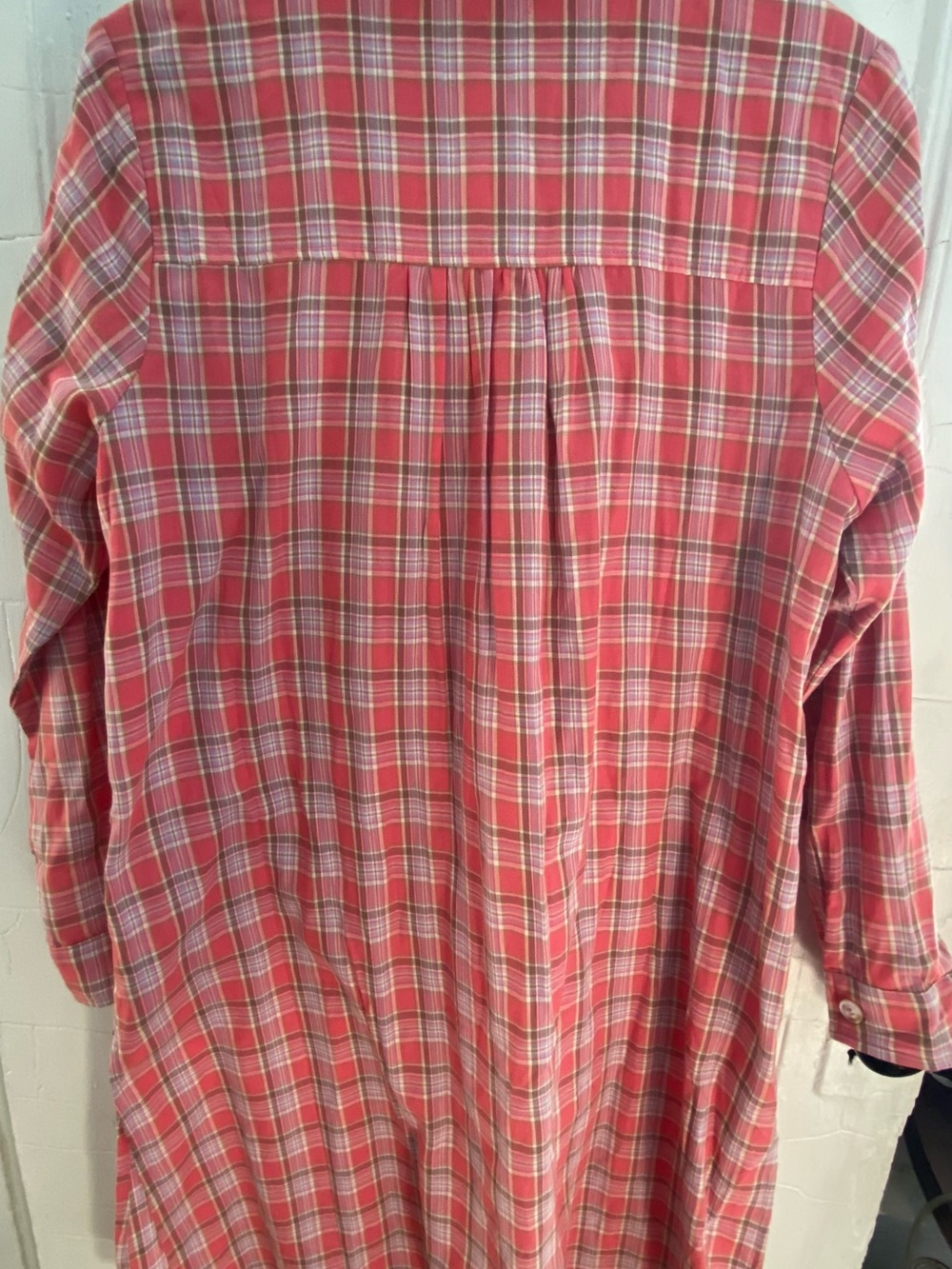 Women’s Pink Plaid Button-Front Shacket Midi Duster - Picture 3 of 7